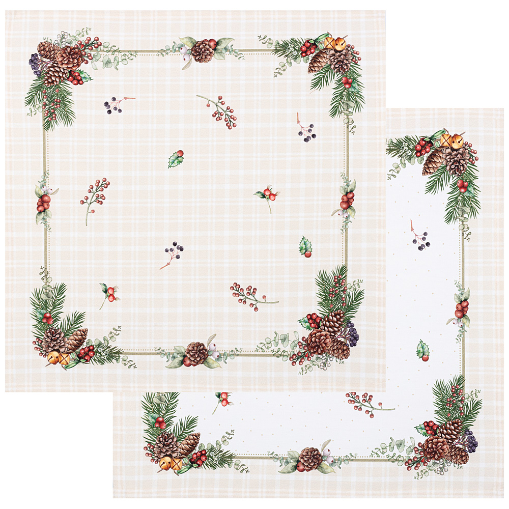 Набор салфеток 2шт Праздник, хлопок бежевый клетка 40х40см по цене 