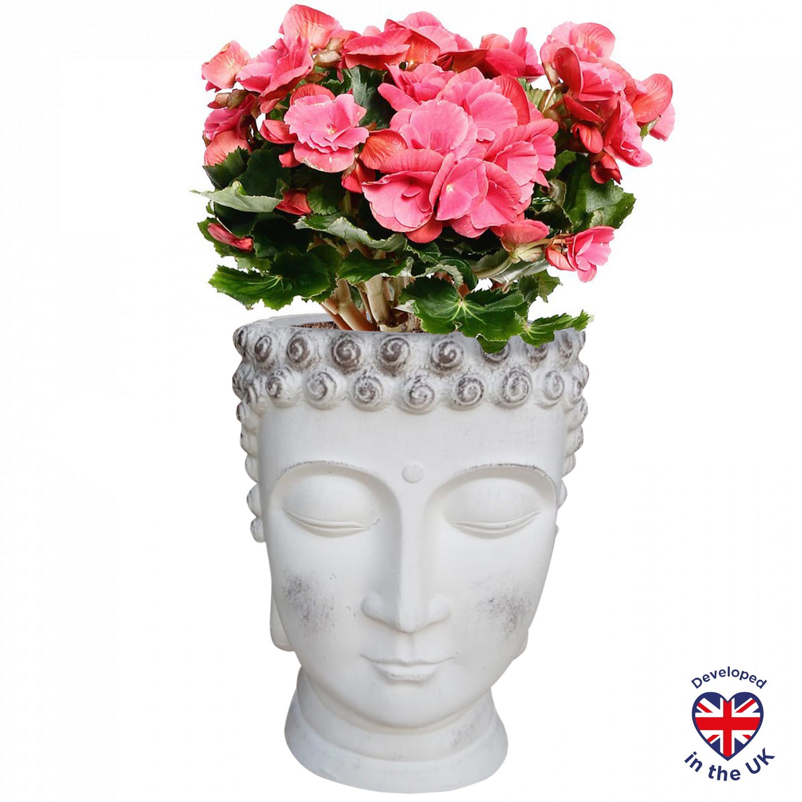 Кашпо Голова Будды 2,6л файберстоун, белое 19х18х24см арт.BUD-FP-AW-19 по цене 