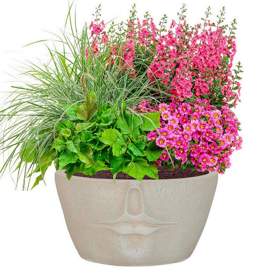 Кашпо напольное Лицо с губами 5,8л файберстоун, бежевый 30х22,5х16,5см арт.FFP-BEG-30 по цене 