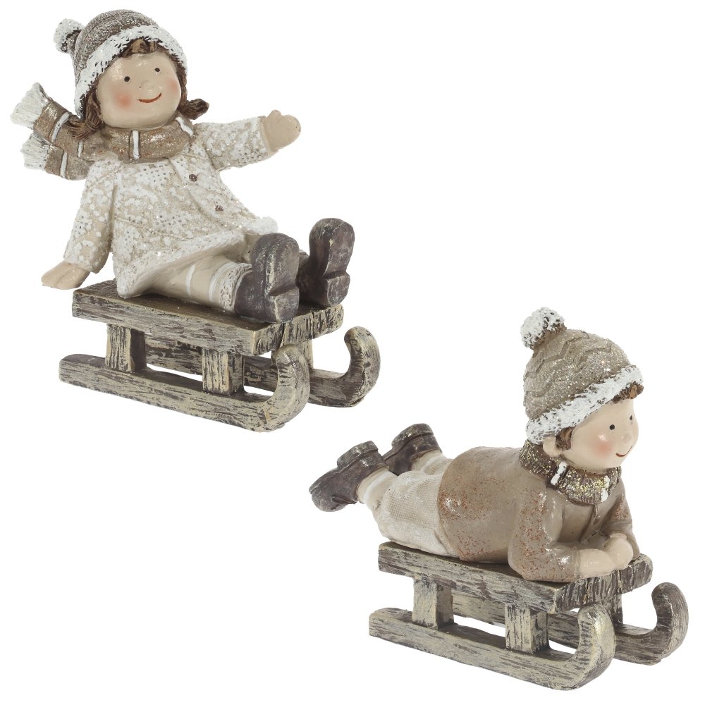 Фигурка декоративная Ребенок на санях 12х4х10см полимерные материалы арт.754368 по цене 
