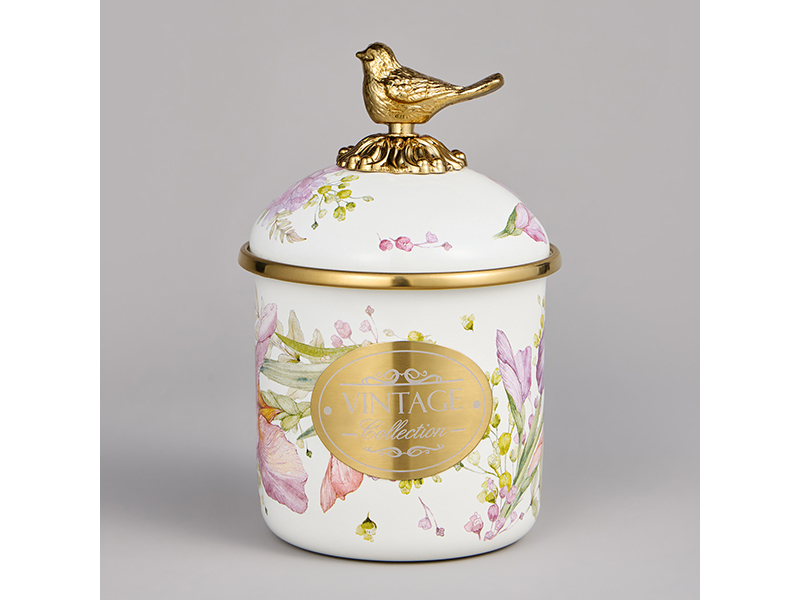 Банка для сыпучих продуктов Агнесс Ирисы эмаль 500мл арт.950-580 по цене 