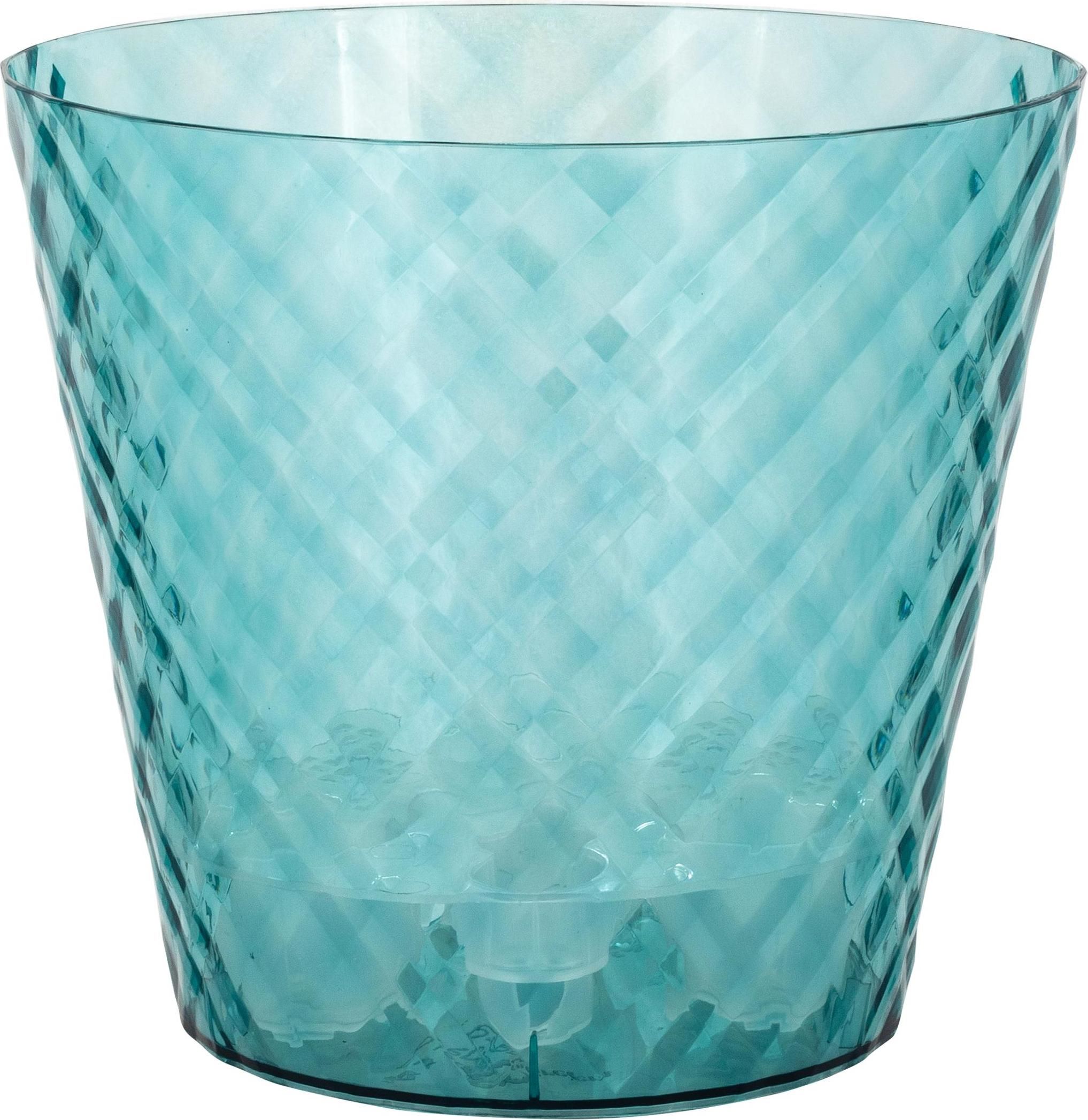 Кашпо ИнГрин Манхэттен Кристалл 16см 1,6л c дренажной вставкой, изумрудная вода по цене 