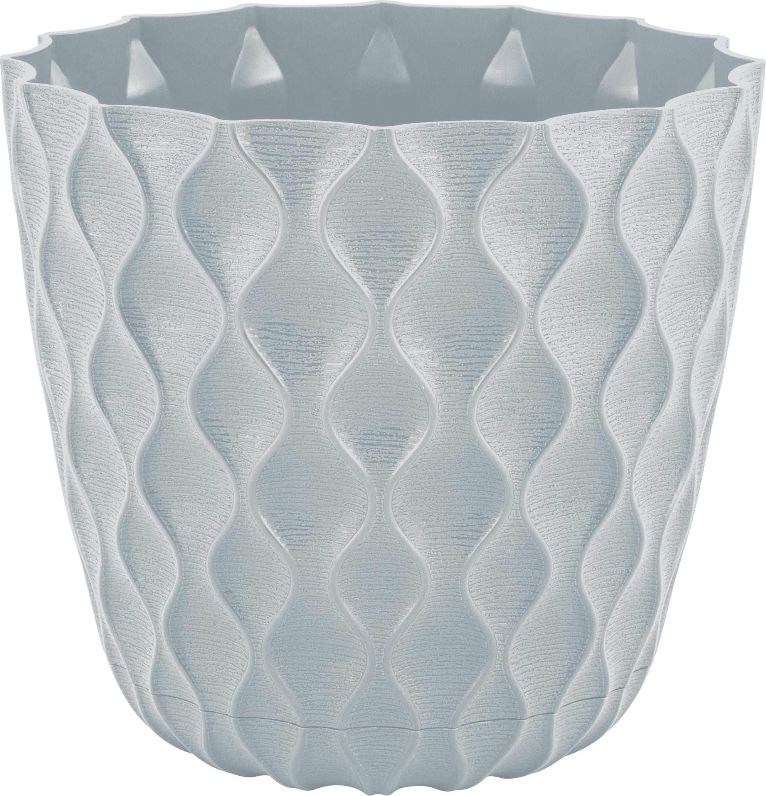 Горшок ИнГрин Волна с дренажной сеткой и поддоном 0,65л 11,5см, утренний туман по цене 