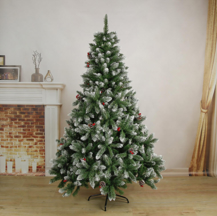 Елка искусственная Иней с ягодами металл подставка 180см арт.540647 по цене 