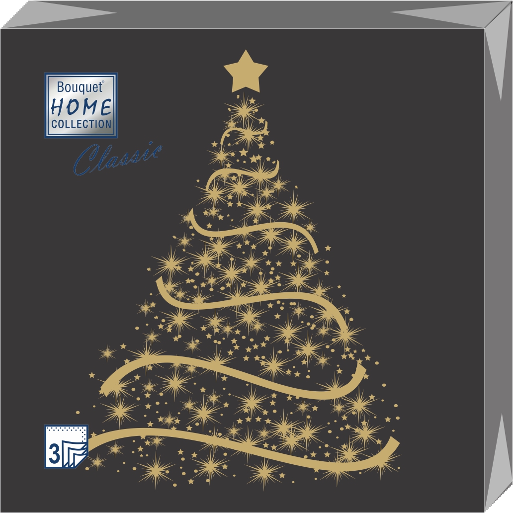 Салфетки бумажные Волшебная ель на черном 33х33см 3-х слойные 20л арт.57095 по цене 