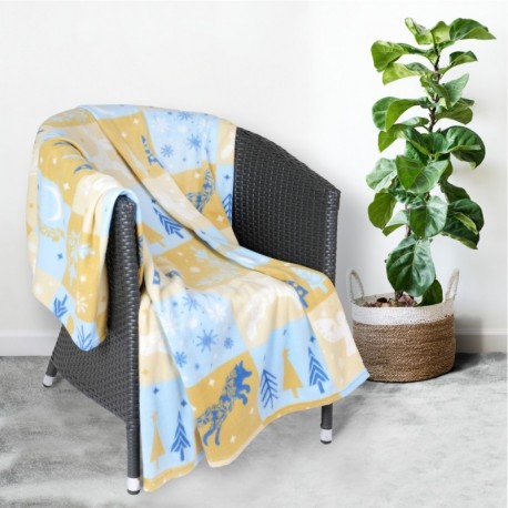 Плед Веллнесс флисовый 130х150см, бежево-голубой п\э 100% по цене 