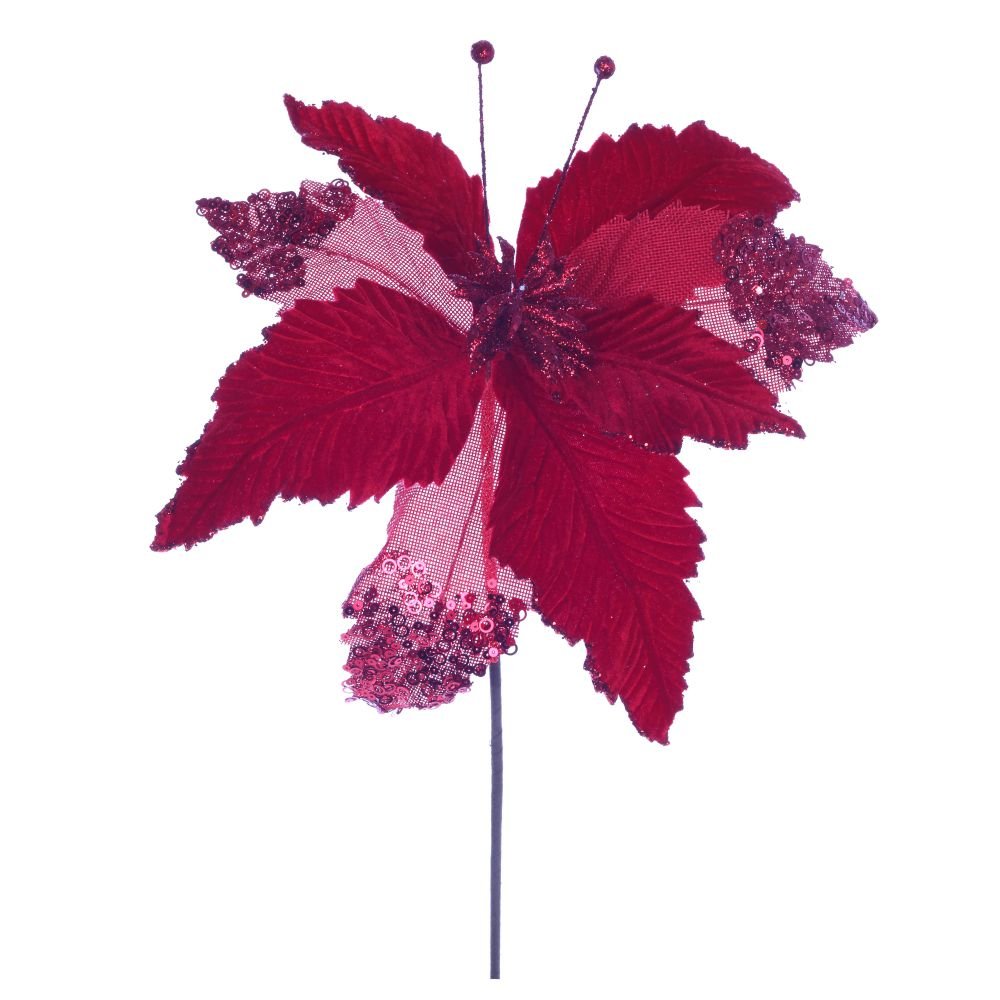 Цветок искусственный красный 27х29х45см по цене 