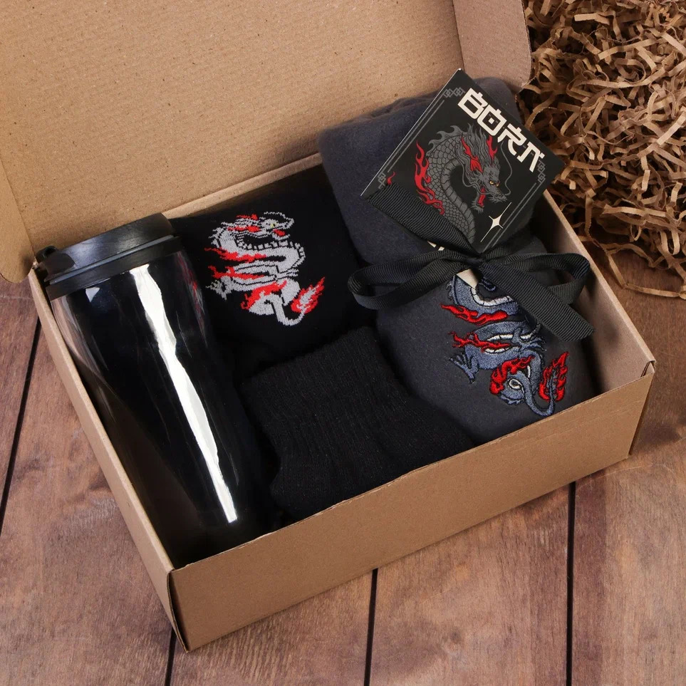 Набор подарочный Этель Рожденный побеждать: плед, носки, перчатки, термостакан арт.9848697 по цене 