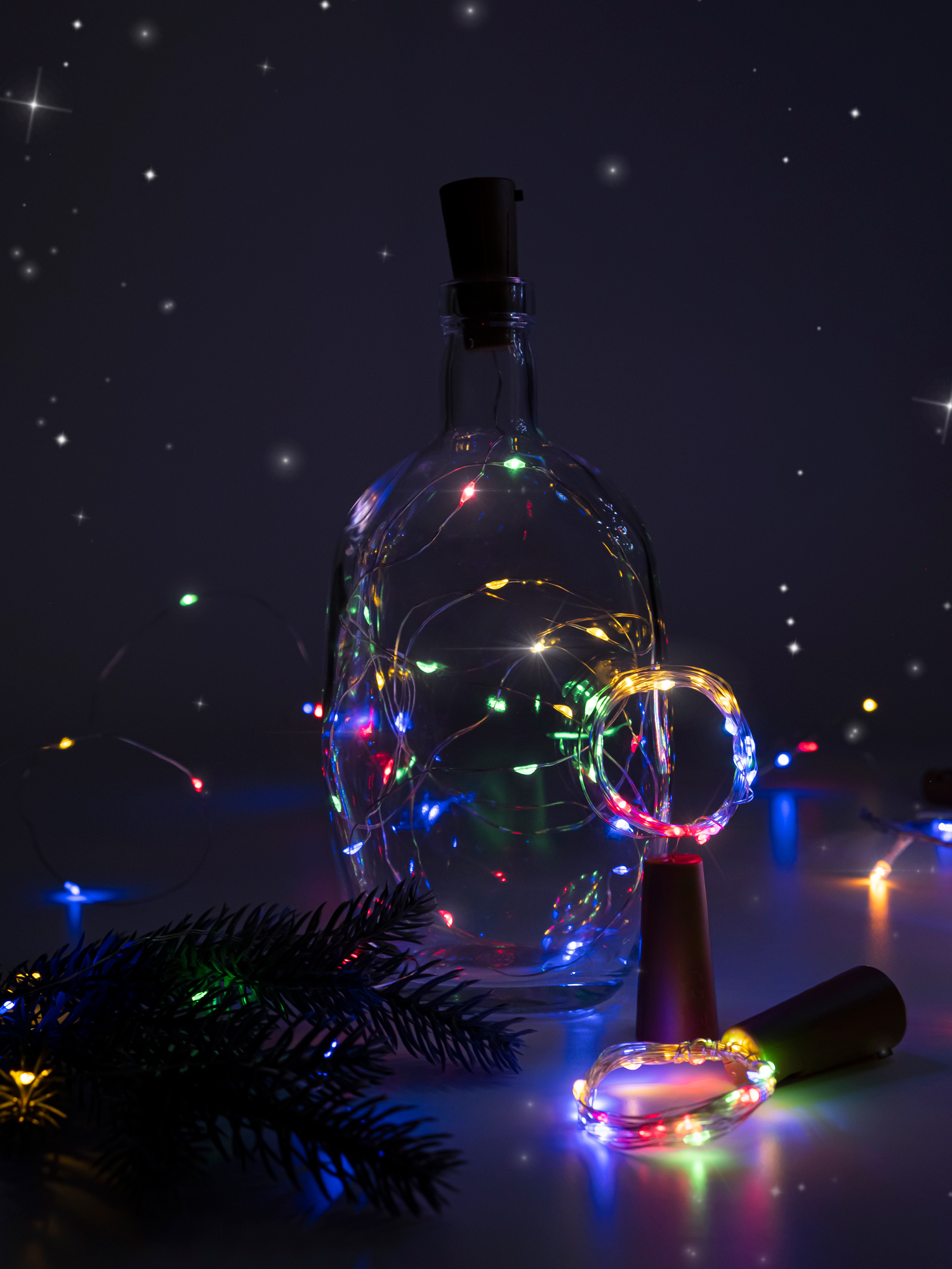 Электрогирлянд Нить ФАZА Пробки 2шт 2м 20LED ламп, мультиколор с питанием от батареек по цене 