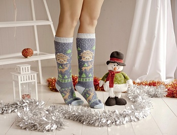 Гольфы женские шерстяные Зимний Домик, серый, арт.G6R20-1 размер 38-40 по цене 