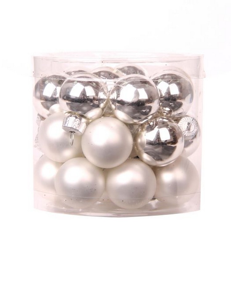 Украшение новогоднее Шар Серебряные шарики набор из 24шт 2,5х2,5х2,5см стекло арт.89652 по цене 