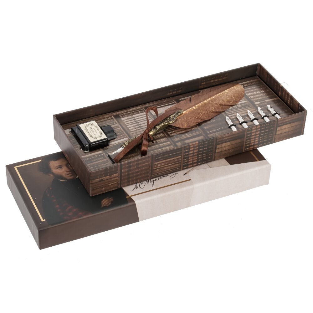 Набор подарочный: ручка перьевая 5 наконечников чернильница арт.817072 по цене 