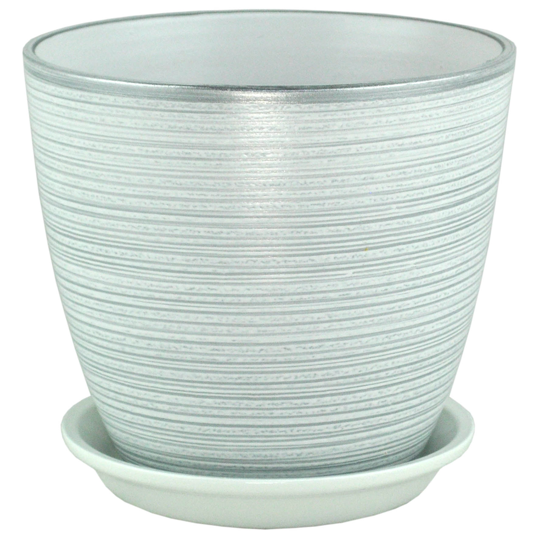 Горшок бутон Роспись 21см 5л керамика, бел/серебро арт.411023 по цене 