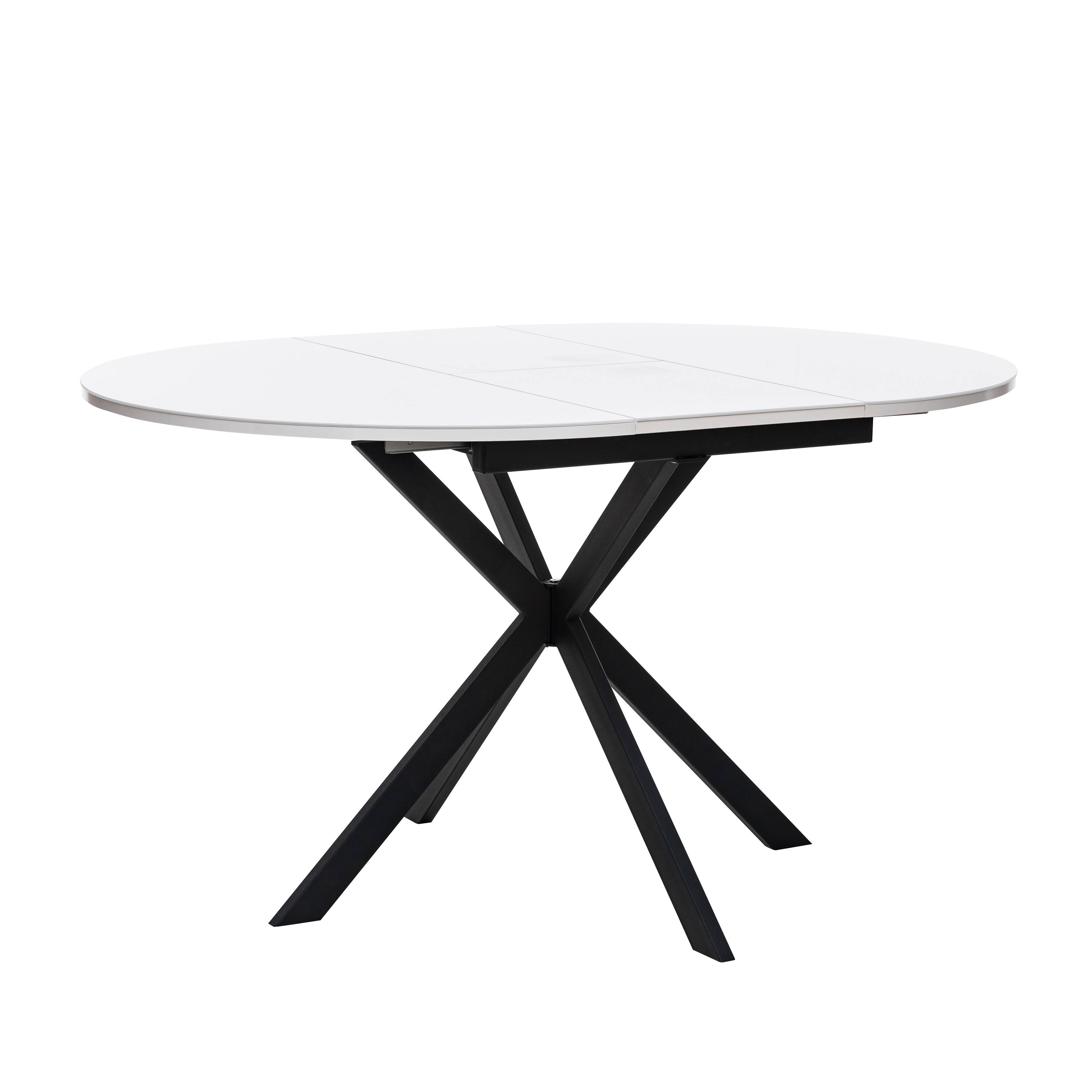 Стол обеденный Лесет Капри, раздвижной со стеклом, белый/черный 75,5х100(130)х100см по цене 