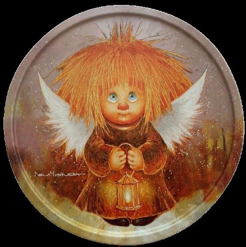 Тарелка декоративная Ангел-хранитель волшебного света 20х0,4см, металл арт.TS040 по цене 