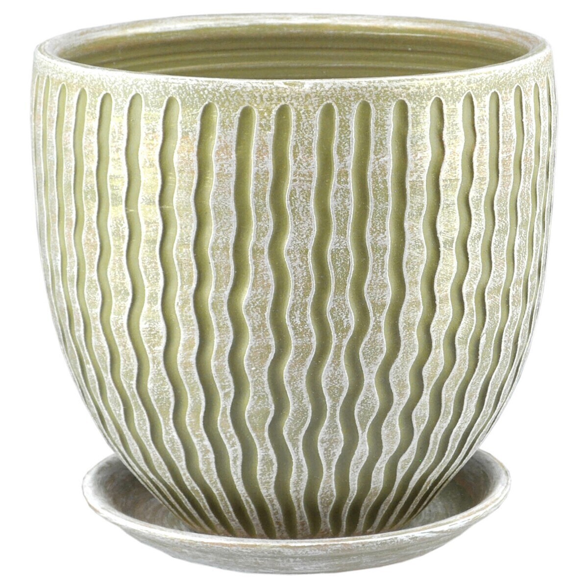 Горшок бутон Мане с поддоном 32см керамика оливка по цене 