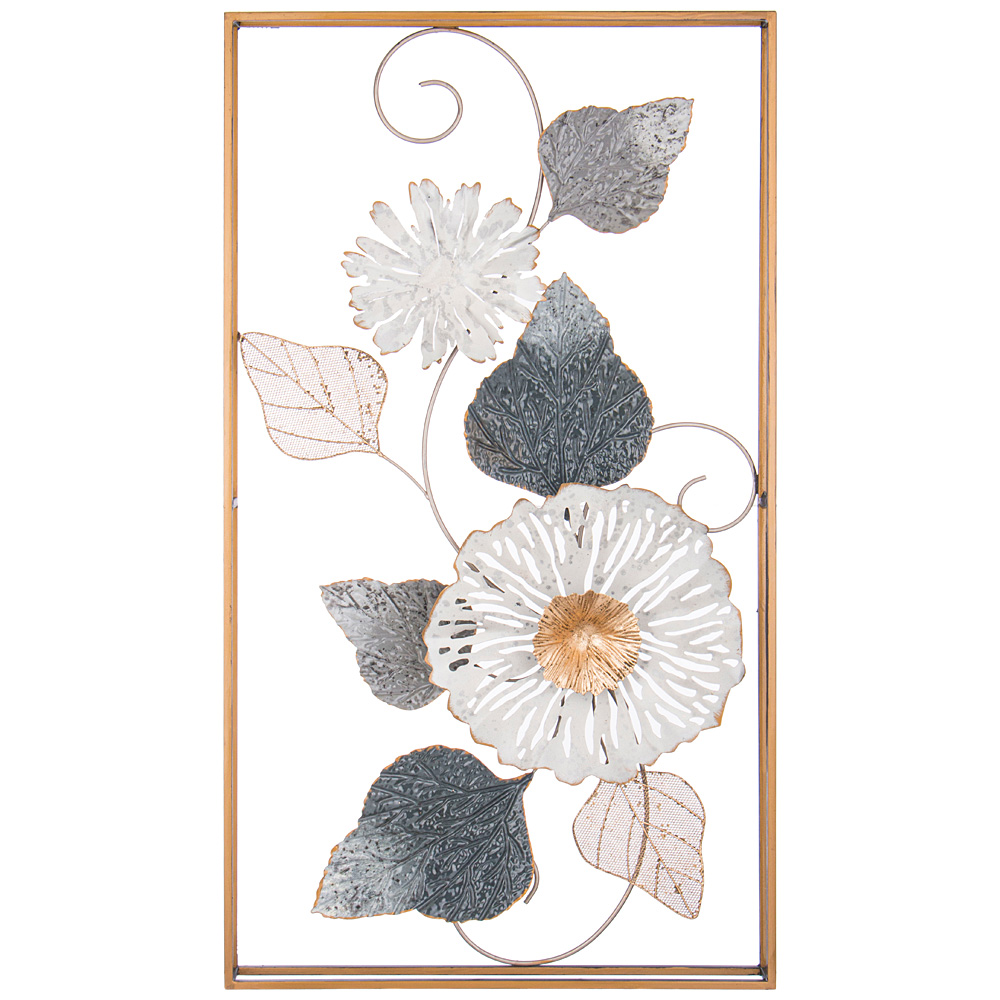 Панно настенное Цветочная Симфония металл  белый 50,2х90,8х5,7см по цене 