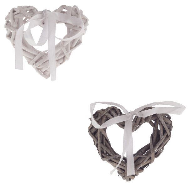 Изделие декоративное Сердце плетеное с белой тесьмой 10х2,5х10см дерево арт.401865 по цене 