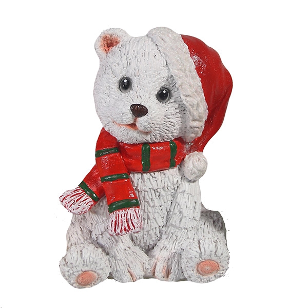 Фигура декоративная Мишка в колпаке 6х7х12см полистоун, белый арт.626859/W046 по цене 