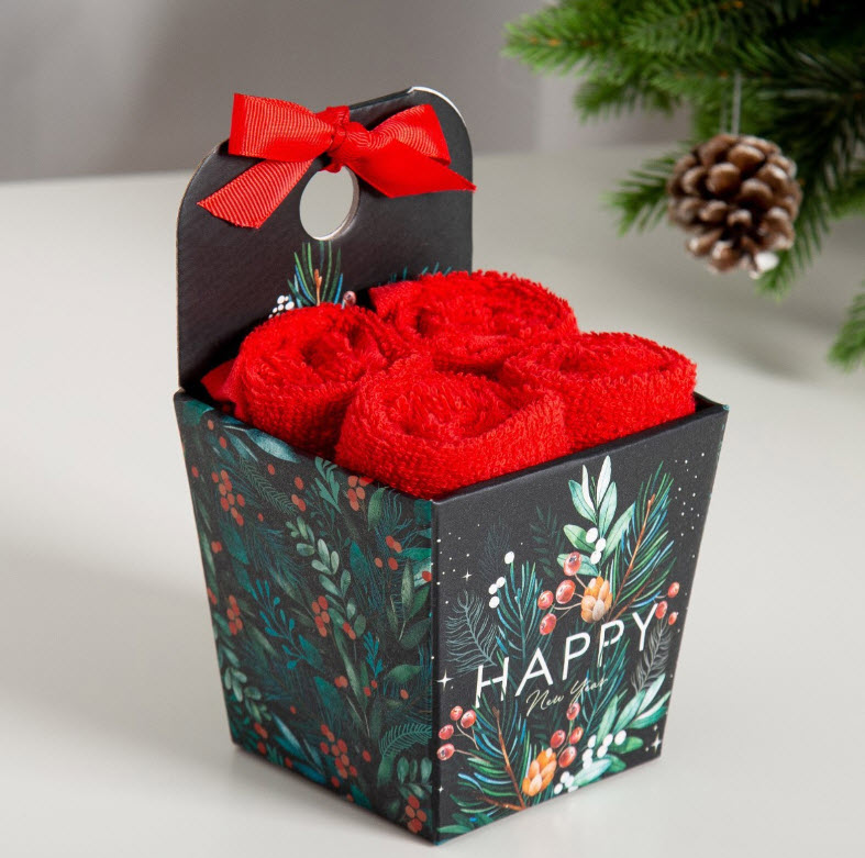 Набор махровых полотенец Этель Эко зима 30х30см 4шт арт.7339077 по цене 