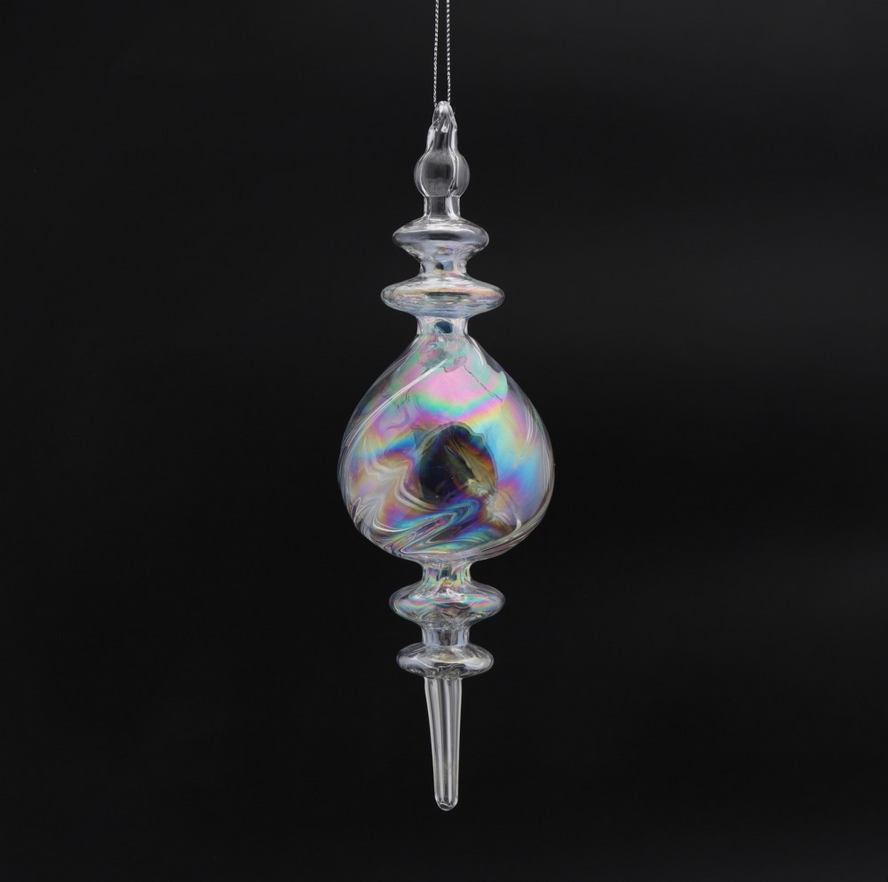 Украшение новогоднее подвесное Капля 6,5х16х6,5см стекло арт.90839 по цене 