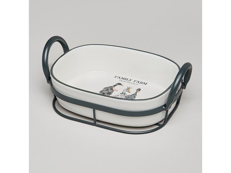 Форма для запекания на метал.подставке Лефард Семейная ферма 25x15,5x9см, фарфор арт.263-1372 по цене 