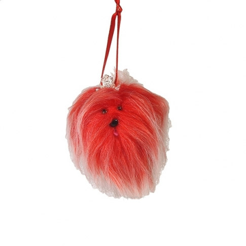 Украшение новогоднее Красная собачка, диаметр 6см по цене 