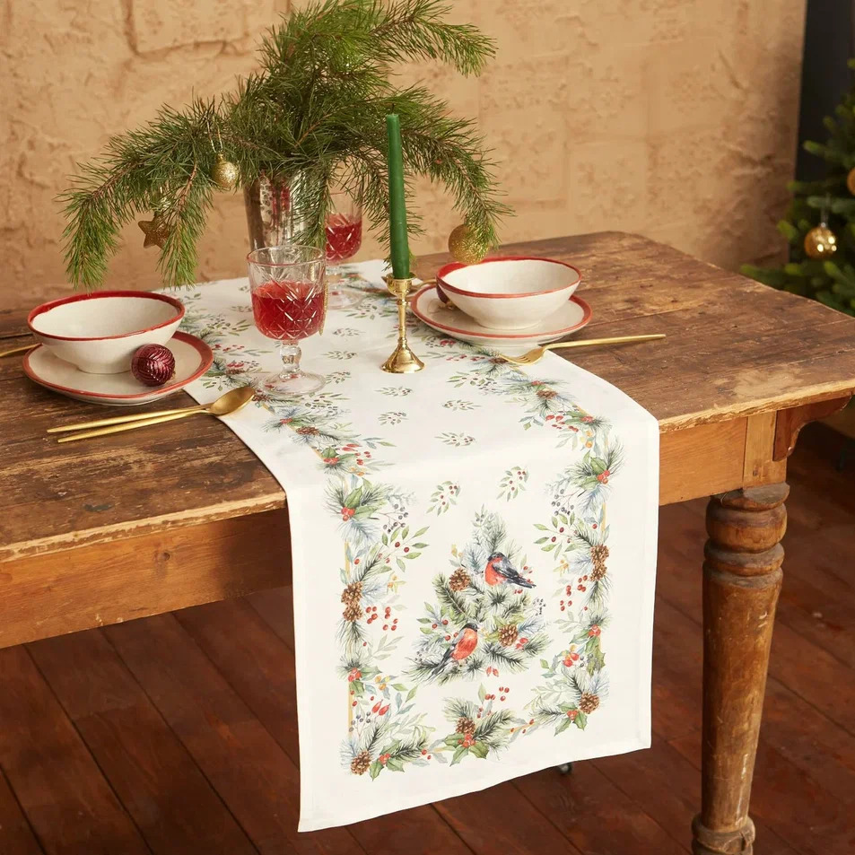 Дорожка на стол Этель Рождественские колокольчики 40х147см, хлопок арт.7346928 по цене 