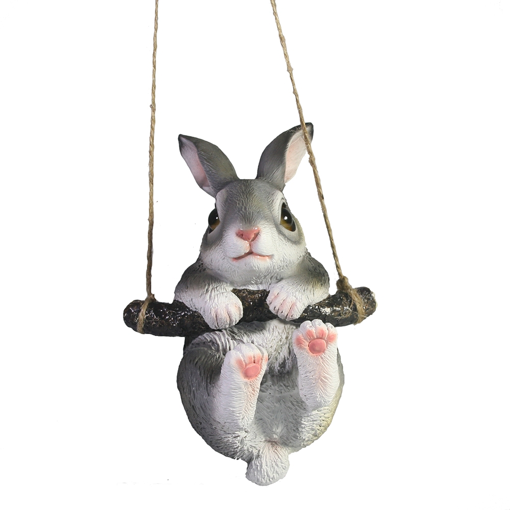 Фигура декоративная Зайка на ветке серый 11 х9 х16см полистоун арт.718155/F824 по цене 