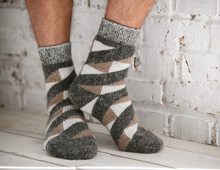 Носки мужские шерстяные Геометрия, серые, арт.N6R189-1, размер 44-46 по цене 