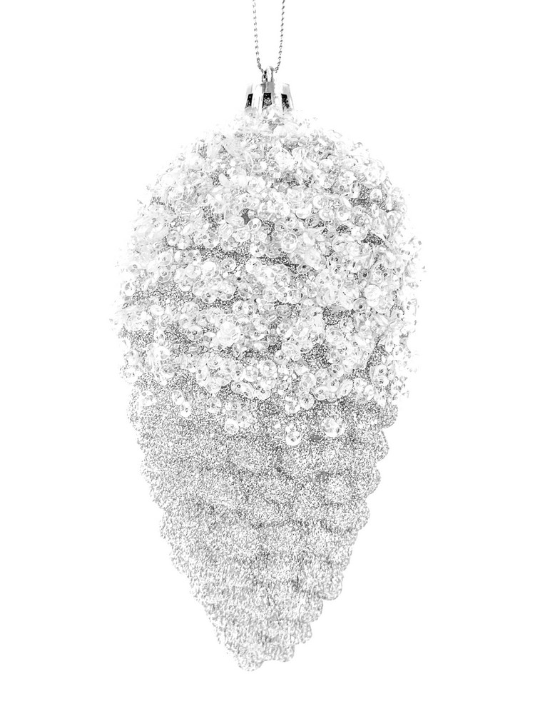 Украшение новогоднее Шишка заснеженная 14х7х7см полипропилен арт.90981 по цене 