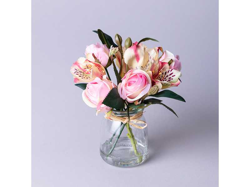 Букет искусственных цветов в круглой вазе 16см арт.287-546 по цене 