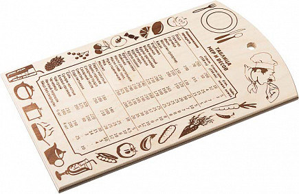 Доска разделочная деревянная Мармитон Таблица мер и весов 30х18,5 см по цене 