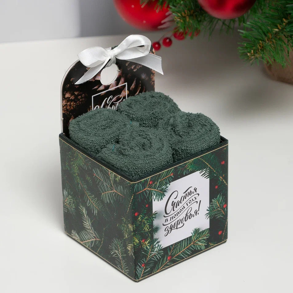 Набор махровых полотенец Счастья и здоровья 30х30см 4шт арт.5047358 по цене 