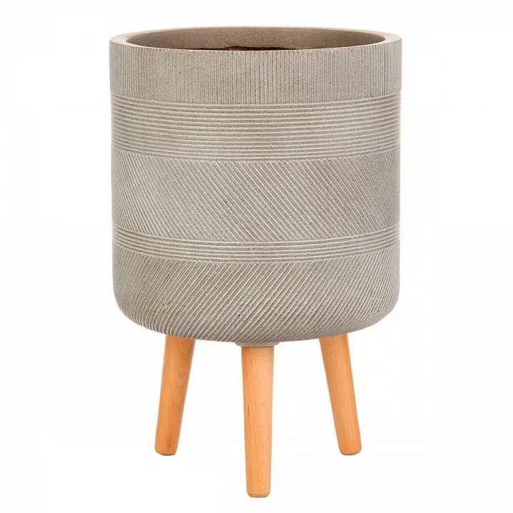 Кашпо с подставко Страйп Круглое 8,7л 24х40см, файберстоун арт.WSTRIP24-T по цене 