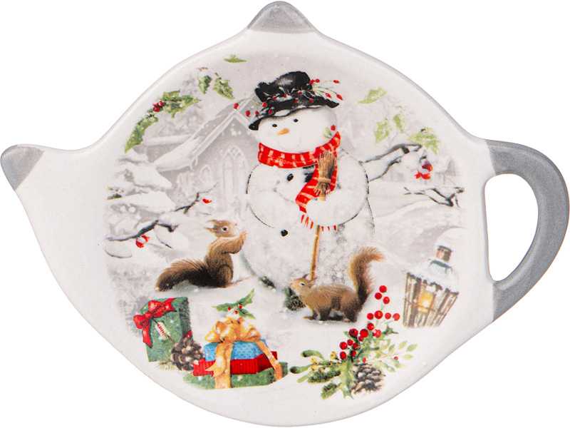 Подставка под чайные пакетики Агнесс с Новым Годом 12х8,5х1,5см керамика арт.358-2121 по цене 