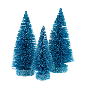 Набор елочек декоративных пластик голубой 15см по цене 