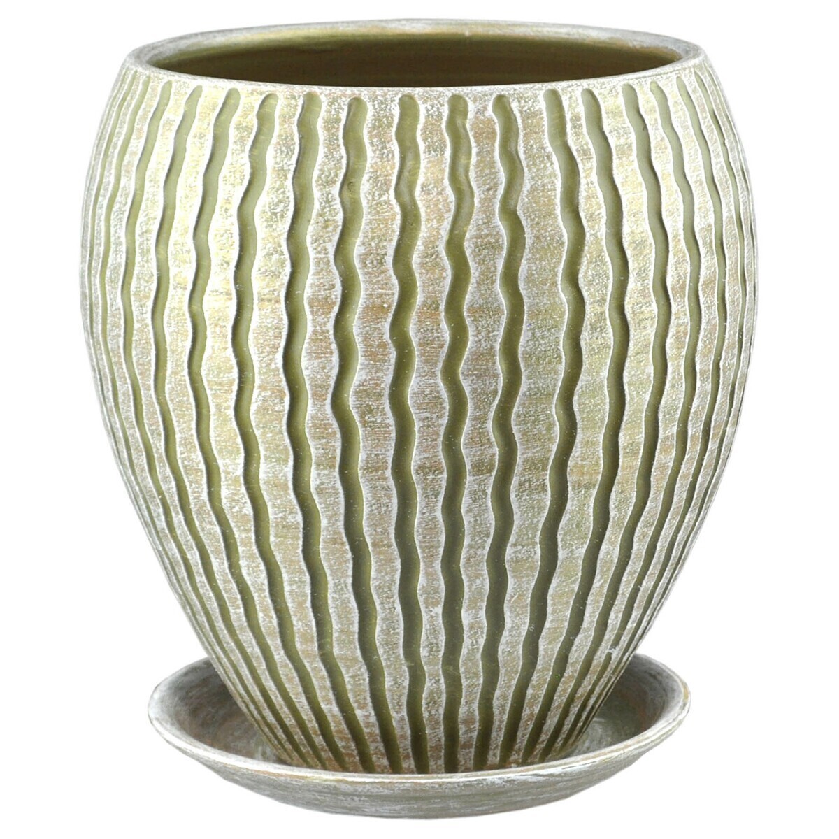 Горшок конус Мане с поддоном 21см керамика оливка по цене 