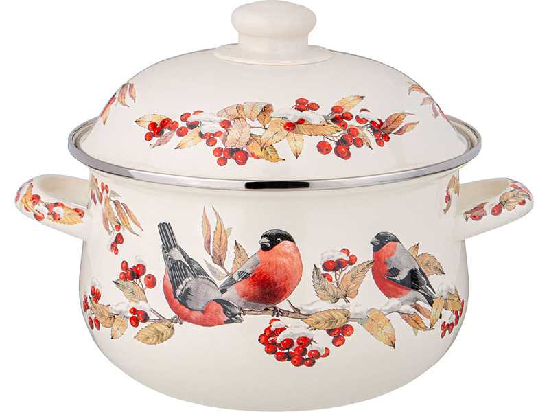 Кастрюля Агнесс Снегири эмаль 2,8л арт.934-732 по цене 