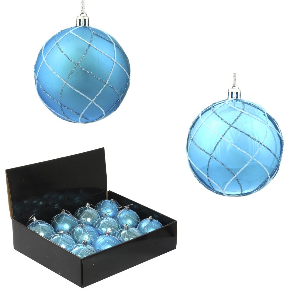 Украшение новогоднее Шар Алмазная сетка, голубой 1шт, 8см по цене 