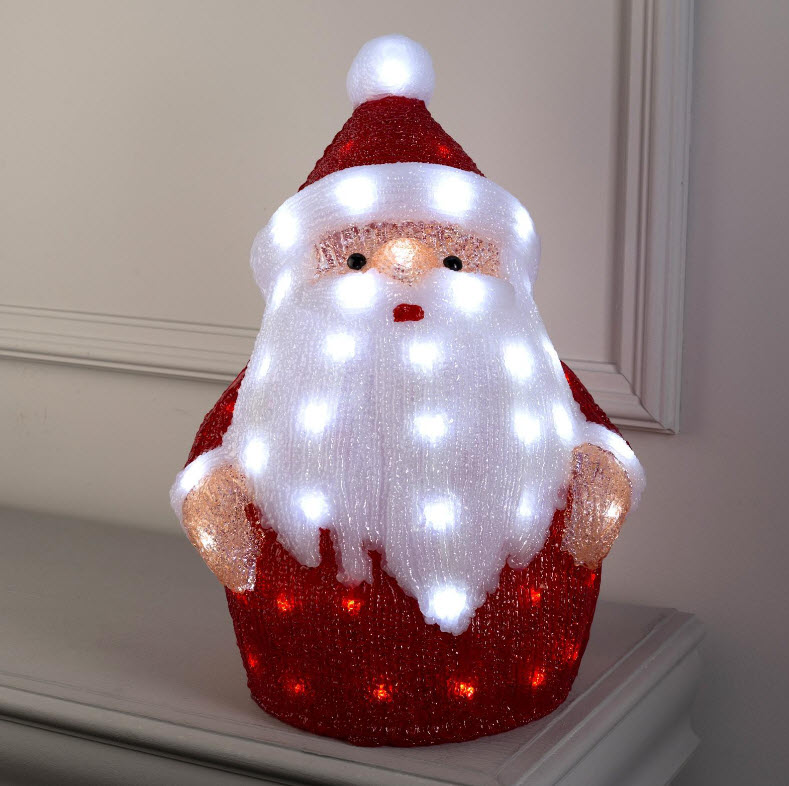 Фигура светодиодная Дед Мороз 33×47×20см, акрил 40 LED, белый арт.5037534 по цене 