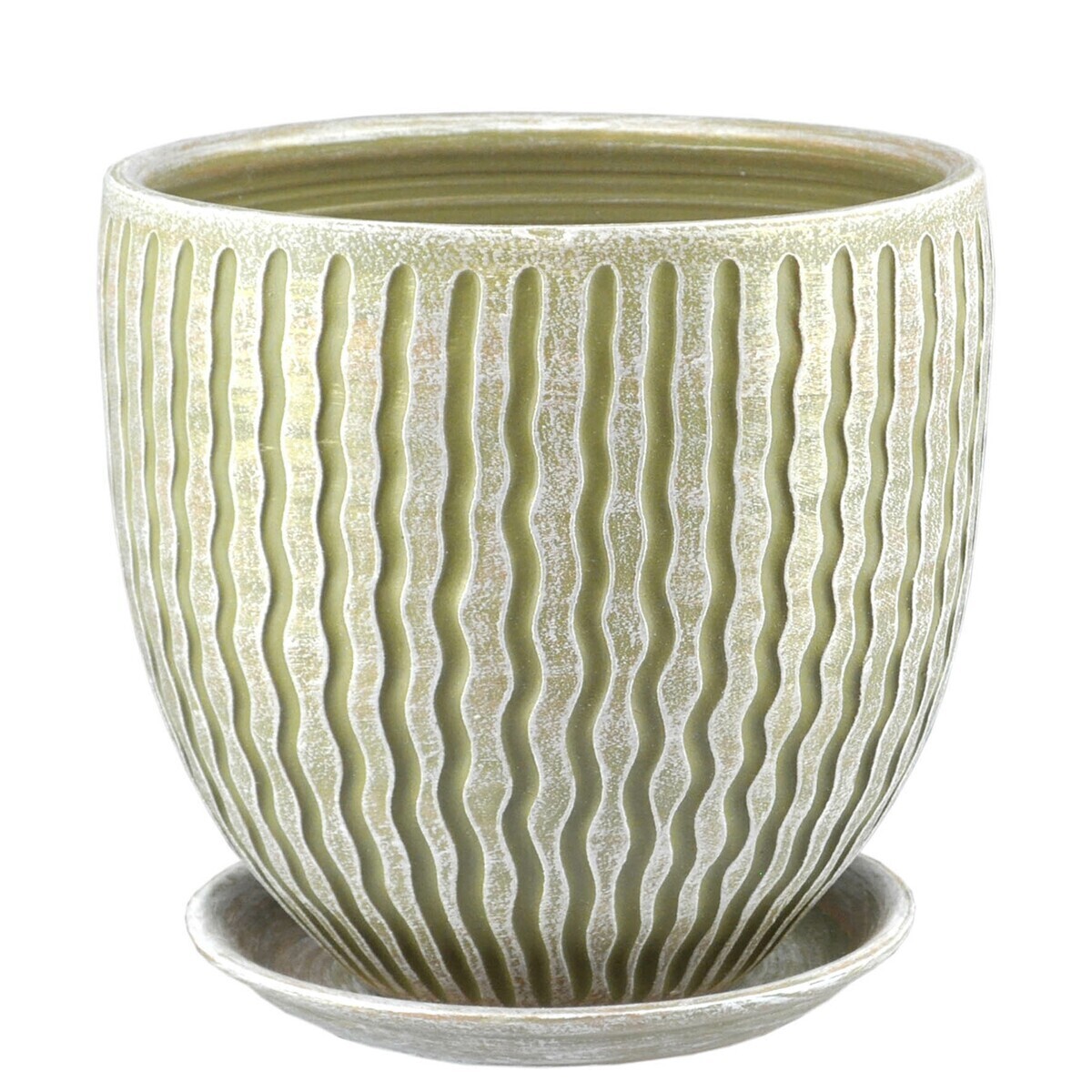 Горшок бутон Мане с поддоном 28см керамика оливка по цене 