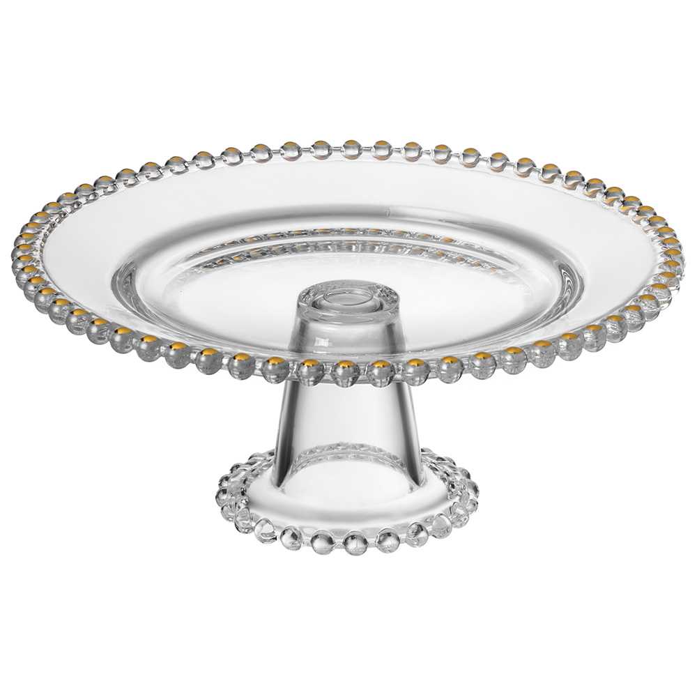 Блюдо сервировочное Золотой шарм на ножке 20x8см, стекло арт.345-503 по цене 