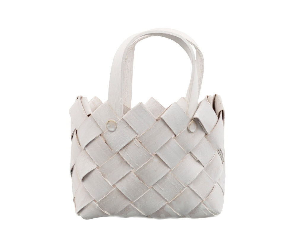 Корзина плетеная Сумка 15x11x17см бамбук, белый арт.к000020244 по цене 