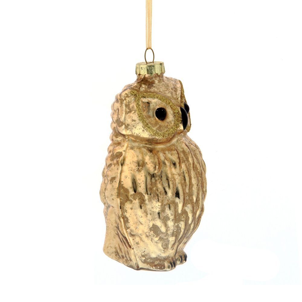 Украшение новогоднее Сова 6,5х6х12см стекло арт.745208 по цене 