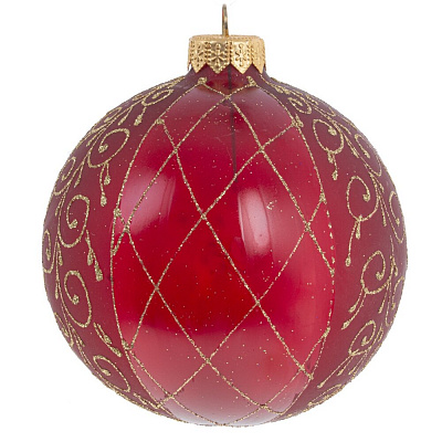 Украшение новогоднее Шар венецианская сетка бордовый 10х10х11см по цене 
