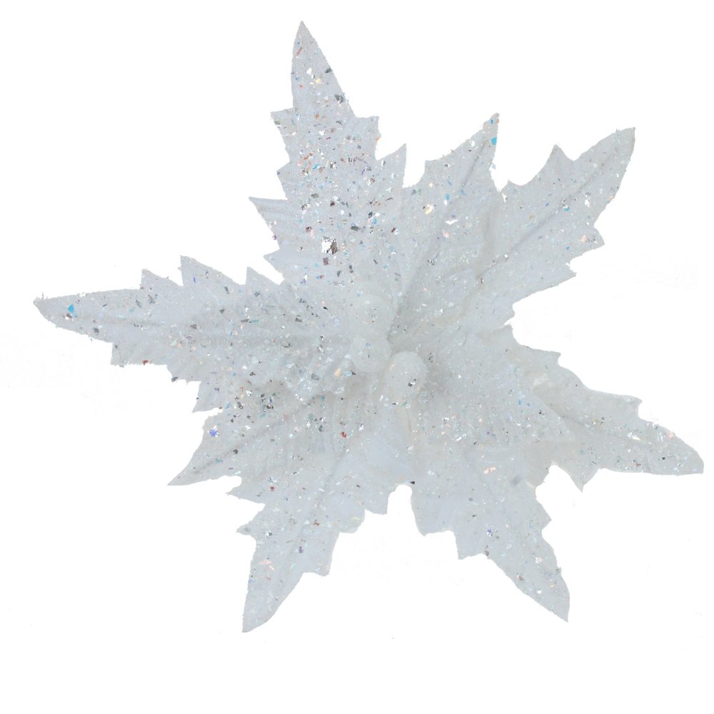 Цветок искусственный Пуансеттия белая 23х23х37см арт.764841 по цене 