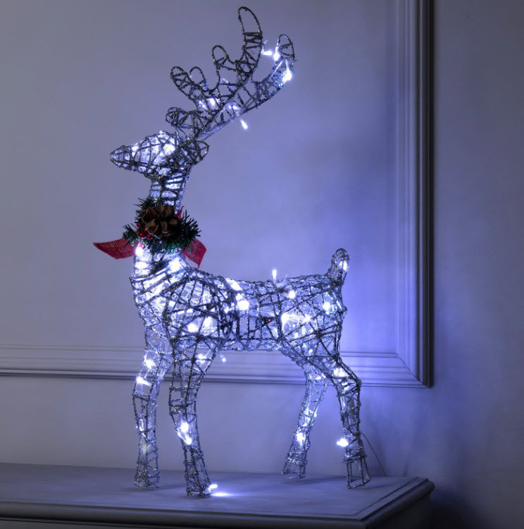Фигура светодиодная Олень серебристый 35×60×10см, белый арт.3662048 по цене 