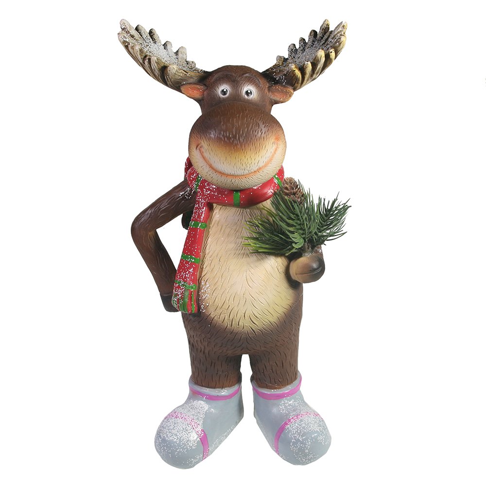 Фигура декоративная Лось в шарфике, полистоун 10х15х30,5см по цене 