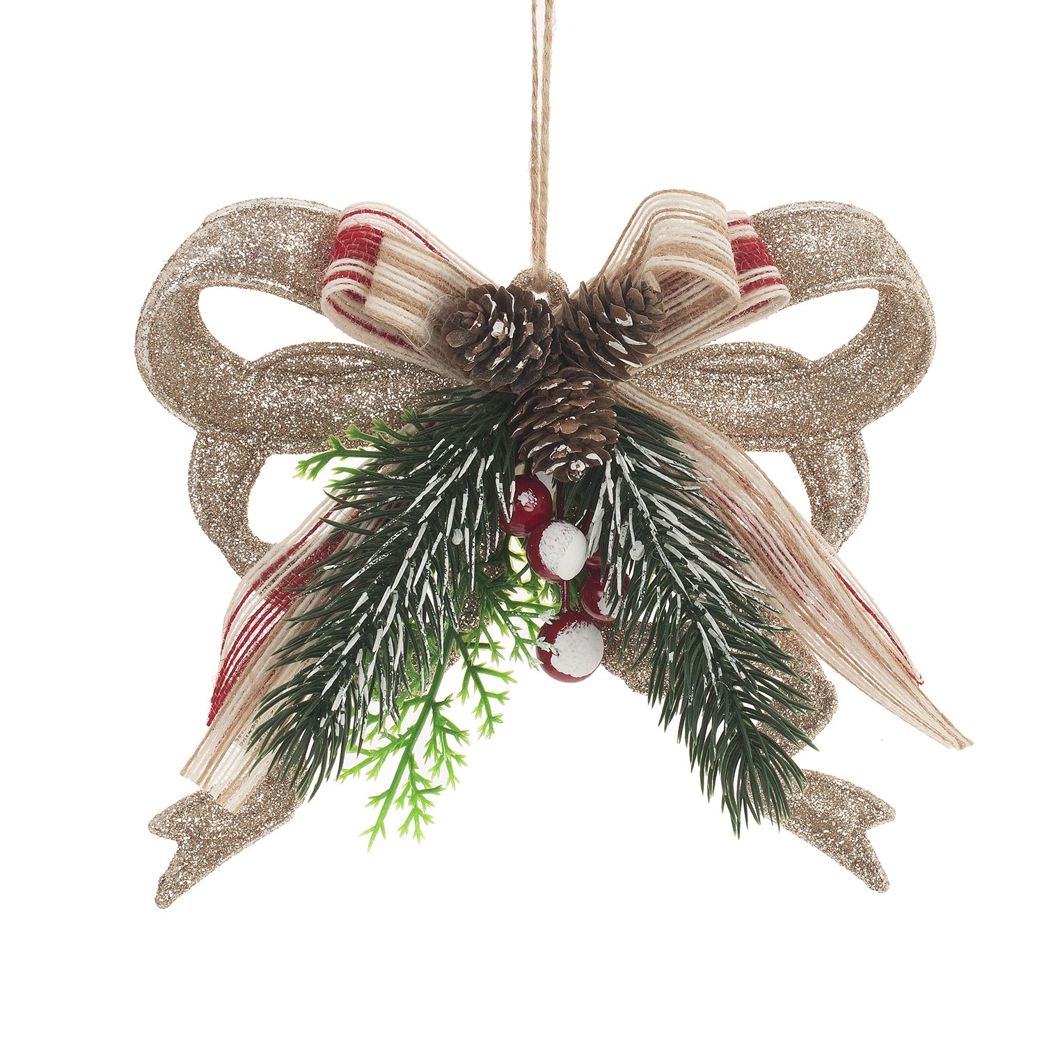 Украшение новогоднее Бант с шишками, золото 20х20х17см по цене 